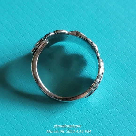Antique Vintage Forget Me Not Spoon Ring in Sterling Silver Luxury Designer - Picture 9 of 16